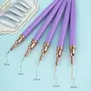 Yihua Le Set de 5 Pinceles Morados para Uñas de Mango Corto, Pinceles Finos, Pinceles Ultra Delgados para Dibujo, Pinceles para Dibujo a Mano