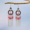Pendientes de cadena de estilo nacional indio nuevos redondos de diamantes completos vintage barrocos pendientes creativos venta al por mayor