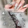 Accesorios para Uñas con Zirconia de Mariposa 2026, Lujosos y Deslumbrantes Moños Plateados, Diamantes de Hielo y Azúcar, Decoraciones de Uñas Portátiles