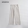 Pantalones Casuales de Algodón Puro Blancos para Hombre APO Verano Alta Gama Holgados Rectos Versátiles Transpirables Delgados