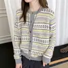 Cárdigan Suéter de Rayas Fair Isle Retro para Mujer, Nuevo Otoño 2026 Ajuste Holgado Prendas de Punto que Reducen la Edad Ropa de Abrigo Superior