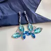 Pendientes colgantes de mariposa con circonita y aguja de plata, pendientes frescos, dulces, de moda, exquisitos, pendientes de estilo de nicho de lujo ligero
