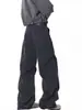 Jeans holgados de pierna ancha con pliegues estilo americano para hombre, nueva marca de moda 2026, pantalones rectos con diseño de bolsillo lavado tipo workwear