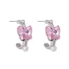 Pendientes de Mariposa Bosque de Cristal Fresco de Verano para Mujer, Pendientes Versátiles de Estilo de Lujo Ligero a la Moda, Pendientes Dulces de Nicho con Temperamento