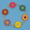 Versão Coreana Transfronteiriça Brincos Pingente de Girassol Duplo Pendurado Liga Gota de Óleo Colar Pulseira Joias Acessórios DIY Pingente Pequeno