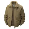 Chaqueta de algodón puro para otoño e invierno, forrada de polar y engrosada, chaqueta de trabajo para hombres de mediana edad, adecuada para todas las estaciones, chaqueta estilo jeep para papás