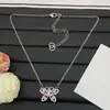 Nuevo Modelo 2025 Réplica Chanel Collar Doble C Mariposa Full Diamante para Mujer, Collar Minimalista de Lujo de Alta Gama al por Mayor