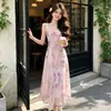 Vestido Largo Ligero y Elegante con un Dulce Estilo de Princesa, Nuevo Vestido de Tirantes Florales Franceses de Verano 2026 para Mujer