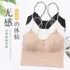 Top de Tubo Kaka de Seda de Hielo con Almohadilla en el Pecho Camisola Sencilla y a la Moda Ropa Exterior Sexy Antiluz Hermosa Espalda Envolvente Pecho 115