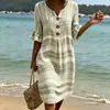 Novo Vestido Longo Cruzado com Decote em V, Babados e Botões 2026, Vestido Casual da Moda e Único para o Dia a Dia das Mulheres, Estilo Verão