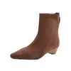 Botines Puntiagudos Nuevos Otoño e Invierno 2026 Elegantes Versátiles Botas Adelgazantes de Otoño Tacón Grueso Cremallera Trasera Botines Cortos Botines Individuales