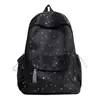 Mochila estrelada de estilo japonês muito estilosa para mulheres, mochila casual de viagem, mochila escolar estilo ins para alunos do ensino fundamental II e médio