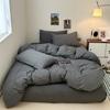 Conjunto de Algodão Listrado Japonês Nu para Dormir de Quatro Peças Conjunto de Algodão de Três Peças para Dormitório Estudantil Capa de Edredom de Algodão Lavado Capa de Cama Conjunto de Três Peças