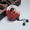 Cadena para Suéter de Ágata de Colores, Hebilla de Paz de Ágata Roja, Collar de Círculos Concentricos, Colgante de Moda con Hebilla Excéntrica