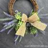 Corona de lavanda de imitación, corona de ratán, corona colgante de puerta de primavera y verano, corona de comercio exterior transfronterizo, corona de lazo simple
