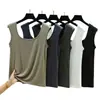 Estilo Coreano Primavera y Verano Nuevo Algodón Versión Coreana Corte Delgado Talla Extra Ropa Interior Camiseta sin Mangas Doble Cuello en U para Mujer, Camiseta Base Camisola Suave y Versátil