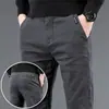 Novas Calças Masculinas Casuais de Corte Reto Soltas com Stretch para Outono/Inverno 2026, Calças de Trabalho de Espessura Média, Calças Sociais Masculinas