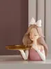 Bandeja de Chica Alice con Ramo de Corazón Rosa Adorno Sala de Estar Decoración del Hogar de Alta Gama Regalo de Inauguración de Casa
