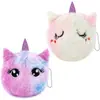 Porta-moedas de Desenho Animado Transfronteiriço para Meninas e Crianças Bolsa de Fone de Ouvido de Pelúcia Bolsa de Maquiagem Pingente de Chaveiro Unicórnio Carteira Pequena