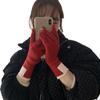 Guantes sólidos boutique de tacto tipo cachemira para mujer, compatibles con pantalla táctil, con hilo de lana con flor, alta calidad, otoño e invierno, Japón y Corea