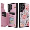 Funda Adecuada para Teléfono Samsung S26 S25Fe Flor Hebilla Doble Ranura para Tarjeta Funda Protectora Anticaída S22 Estampado Oro Metálico S21