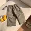 Pantalones Finos de Verano Anti-Mosquitos Estilo Coreano Unisex para Niños Color Sólido Jogger Cargo Pantalones Deportivos con Bolsillo para Niños Verano En Stock