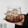 Caneca Criativa de Vidro Borossilicato com Listras Verticais em Estoque, Xícara de Chá Transparente Estilo Japonês com Flores, Caneca para Suco e Café