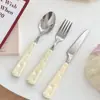 Plato para Bistec de Acero Inoxidable de Lujo de Gama Alta, Juego de Cuchillo y Tenedor, Juego de Vajilla Estilo Occidental, Juego de Tres Piezas de Cuchillo, Tenedor y Cuchara para Queso