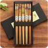 Caja de Regalo de Palillos de Bambú Estilo Japonés Palillos de Bambú de Dibujos Animados 5 Pares Juego de Cubiertos Portátil Hogar Palillos de Flor de Cerezo