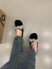 Sapatos Mary Jane Redondos Retrô com Camurça 2025 Novos Versáteis Confortáveis para o Dia a Dia Planos Individuais para Mulheres