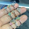 Anillo de gema de ópalo natural, joyería colorida para mujer, anillo de ópalo con incrustaciones de plata 925, venta al por mayor, una generación de cabello