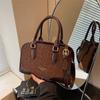 Bolsa Pequena Retrô com Estampa de Leopardo Transfronteiriça para Mulheres Outono e Inverno 2025 Nova Moda Bolsa Transversal de Ombro Único Estilo Coreano Bolsa Quadrada Pequena de Mão