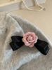 Presilha de cabelo com laço de camélia, doce e suave, para outono e inverno, Chanel, acessórios para cabelo com presilha para a parte de trás da cabeça, para mulheres