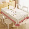 Toalha de Mesa Desenho Animado, Sem Lavagem, Impermeável, À Prova de Óleo, Resistente ao Calor, Estilo Dopamina Creme, Toalha de Mesa Retangular, Protetor de Mesa, Chá