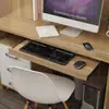 Bandeja de teclado para debajo del escritorio bandeja de madera colgante de dos secciones engrosada con riel de cajón deslizante soporte para ratón