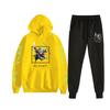 Traje deportivo informal con capucha y estampado de una pieza para hombre, ropa deportiva de dos piezas
