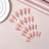 Puntas de uñas almendradas nude transfronterizas, pegatinas de uñas florales simples y frescas, arte de uñas hecho a mano, 24 piezas
