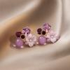 Pendientes de Flor de Cristal Hada Pendientes Dulces de Alta Calidad Sentido de Diseño Vintage Plata 925 Ecológicos Pendientes Exquisitos