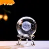 Atacado transfronteiriço esfera de cristal de roda-gigante com gravação interna 3D com base de metal criativa, esfera de vidro galáxia, venda direta da fábrica de comércio exterior