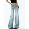 Jeans de tiro bajo, ligeramente acampanados para mujer, nueva colección otoño/verano 2026, azul claro, no ajustados, pantalones acampanados de pierna recta