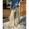 Jeans Cáqui Retrô Americano de Cintura Alta e Perna Larga para Mulheres 2025 Primavera e Verão Novo Slim Reto Solto Calças Comprimento Chão