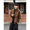 Chaqueta deportiva a rayas con cuello alto para pareja, estilo americano holgado para hombre, fresca y elegante, con cremallera y cuero PU, prenda exterior de moda otoño/invierno 2026