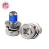 Tornillos de Acero Inoxidable con Cabeza Hexagonal Exterior y Ranura en Cruz, Combinación de Tres Puntos Antiaflojamiento y Anticaída, Tornillos Recubiertos de Pegamento Azul M6