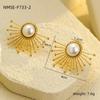 Aretes Nicho Transfronterizos Europeos y Americanos de Alta Gama de Acero Inoxidable Media Girasol Línea Perla Aretes de Acero Titanio para Mujer Aretes