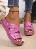 Sandalias para mujer de gran tamaño de comercio exterior transfronterizo europeo y americano, sandalias de plataforma con cuña y puntera abierta, disponibles en varios colores, sandalias bordadas para mujer en stock