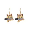 Aretes Divertidos Transfronterizos de Gatito Lindo de Dibujos Animados Aretes Creativos Atmosféricos Aretes de Animales Japoneses y Coreanos Venta al por Mayor Europea y Americana
