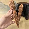 Cetro Vajra de madeira de jujuba atingida por raio natural, prajna trilateral, vajra removedor de mal, oferenda portátil esotérica