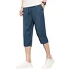 Calça Cropped Jacquard de Seda Gelada Estilo Novo 2026 para Homens, Shorts Casuais Retos Finos de Verão, Calça Versátil Solta Respirável de Comprimento Médio