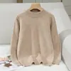 Suéter de lana pura para niños otoño e invierno nuevo 90 hilos alta calidad niños y niñas color liso cálido suéter básico para bebé