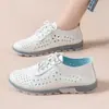 Zapatos de mujer tamaño grande con diseño de grulla de almohada blanca, sandalias perforadas para mujer, sandalias de verano, zapatos transpirables y casuales, de suela suave y ligeros, adecuados para mujeres de mediana edad